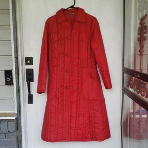 Vintage Red Puffy Trench Coat